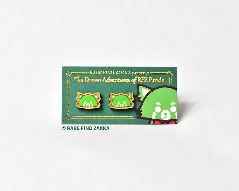 Handpainted Wooden Earrings - RFZ Panda - Earrings & Clip-ons - Wood Green