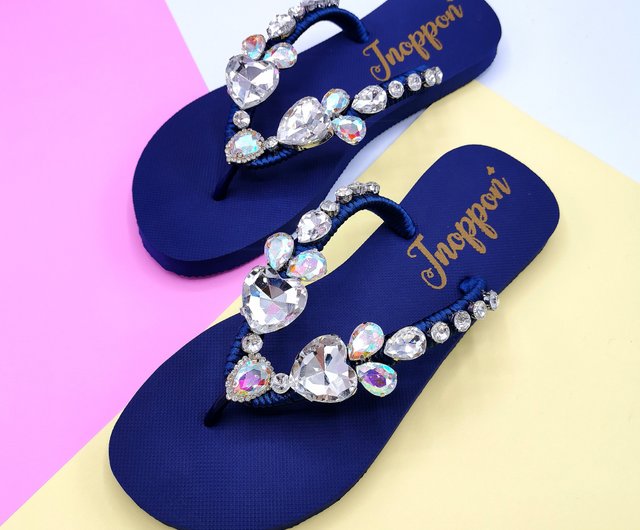 Blue 2025 jewelled sandals