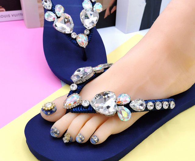 Jewelled cheap flip flops