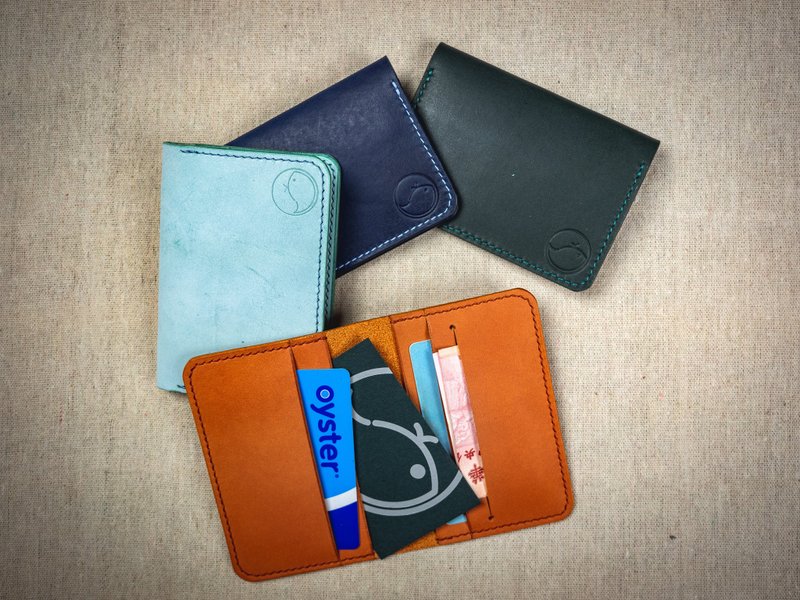 Vegetable Tanned Leather Business Card Holder/Card Holder No.3 Handmade - Card Holders & Cases - Genuine Leather Orange