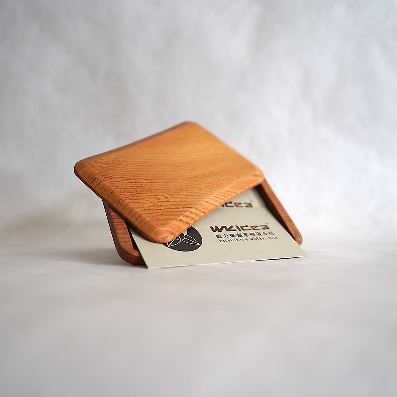 木頭 名片夾/名片盒 咖啡色 - 【免費客製化服務】台灣檜木 側推滑蓋式 全實木名片盒