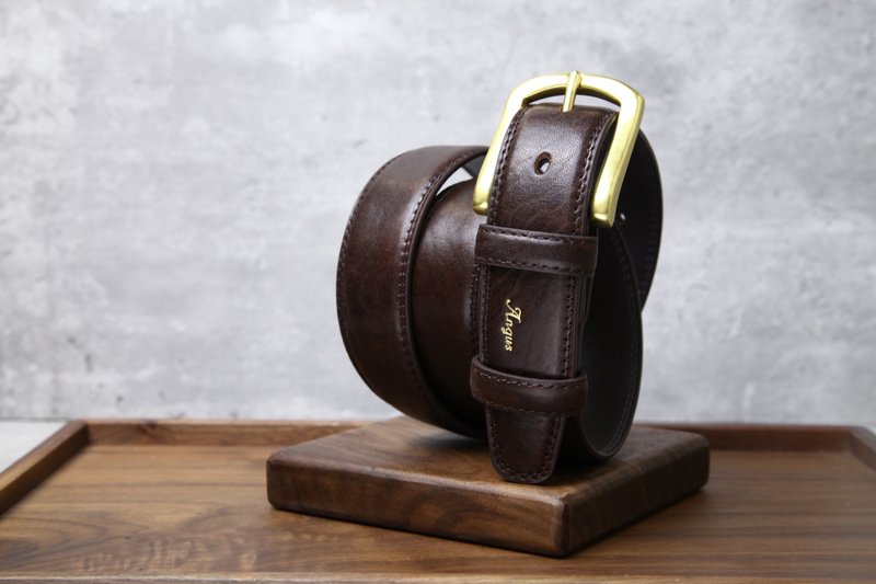 【MCD - Italian Natural Cow Shoulder Leather Belt 1.3 inch】 - Belts - Genuine Leather 