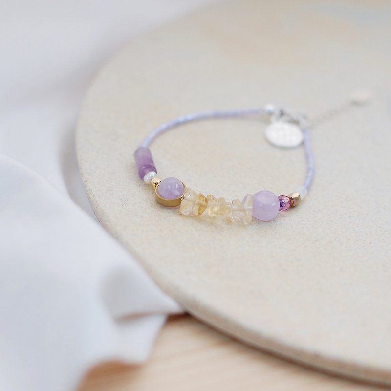 [Out of Print Special] Lavender Amethyst Citrine Eye Natural Stone Bracelet - Bracelets - Crystal Purple