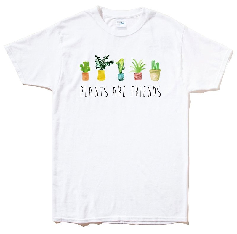 PLANTS ARE FRIENDS＃2半袖Tシャツ白い植物は私たちの友達です多肉植物は新鮮で癒しの創造的な植栽芸術です。 - Tシャツ メンズ - コットン・麻 ホワイト