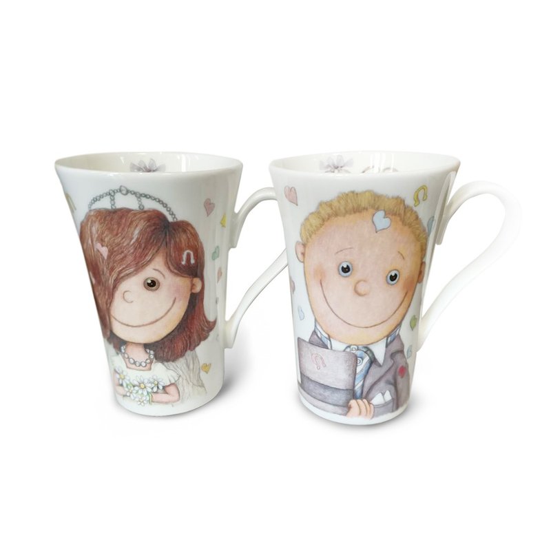英國 RK | 英國 骨瓷 結婚馬克杯 對杯組 400ml - 咖啡杯/馬克杯 - 瓷 白色