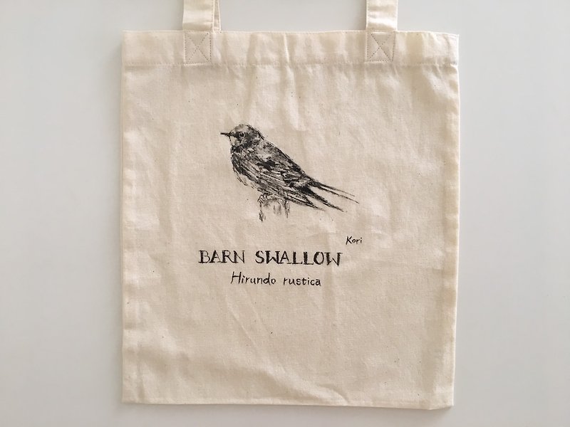 Pure hand-painted bird cotton shopping bag ‧ swallow (exclusive order) - Messenger Bags & Sling Bags - Cotton & Hemp 