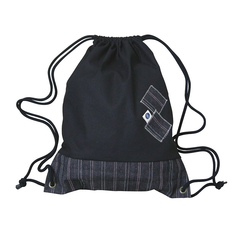 ● single block after beam port Backpack (canvas) __ as hand-made bag as zuo zuo - Drawstring Bags - Other Materials Black