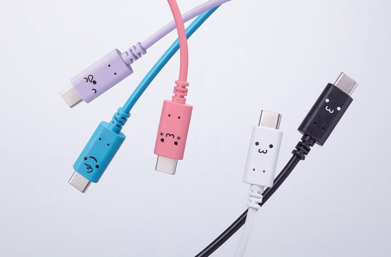 ELECOM Type-C to C Smiley Charging Transmission Cable 1m - ที่ชาร์จ - วัสดุอื่นๆ หลากหลายสี