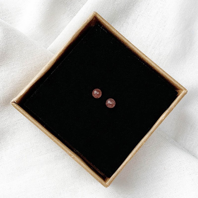 |Gemstone Stud Earrings Series | Natural Strawberry Crystal Stud Earrings (S925 Sterling Silver x Earrings x Customized.) - Earrings & Clip-ons - Gemstone Pink