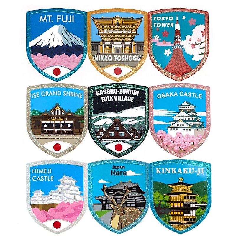 Colorful series Japan set of 9 gold and silver colorful onion stickers travel around the world country city style - Stickers - Paper Multicolor