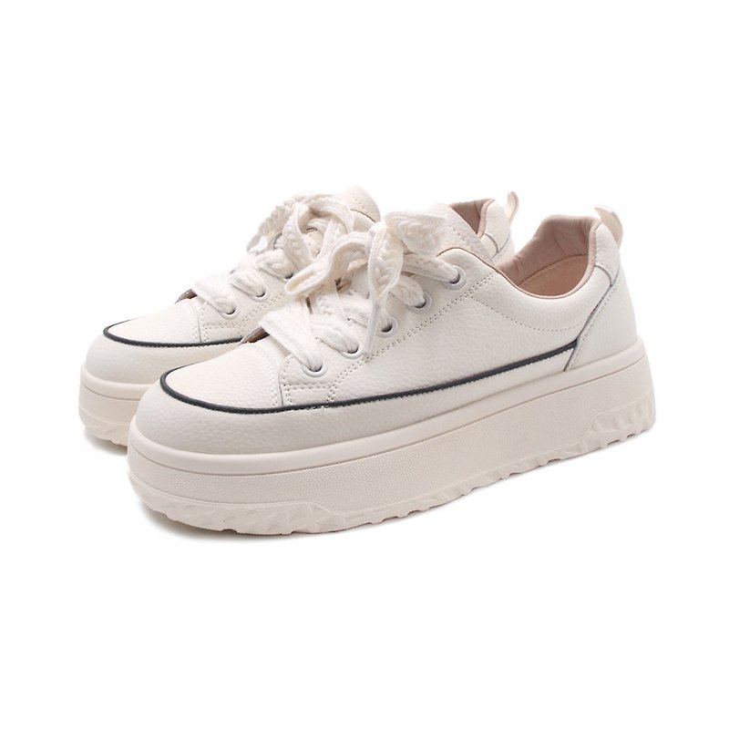WALKING ZONE (female) cute thick rope thick-soled casual shoes for women - off-white - Women's Casual Shoes - Genuine Leather 