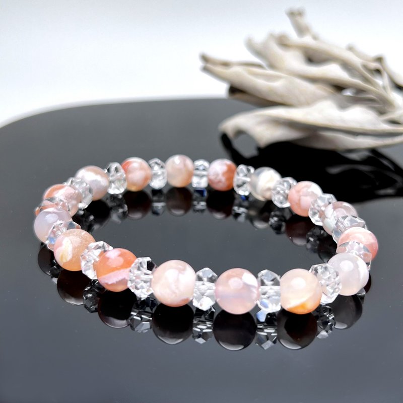 flowering period. Bracelet to taste the time-healing all-chakra female mineral l Cherry blossom agate white crystal l - Bracelets - Crystal Multicolor