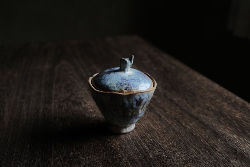 雨後積水倒影天空的雲・斷木與枝芽・蓋碗2 - 碗 - 陶 多色