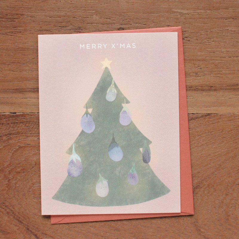 The Aubergines - Merry X'Mas Greeting Card - Cards & Postcards - Paper Purple