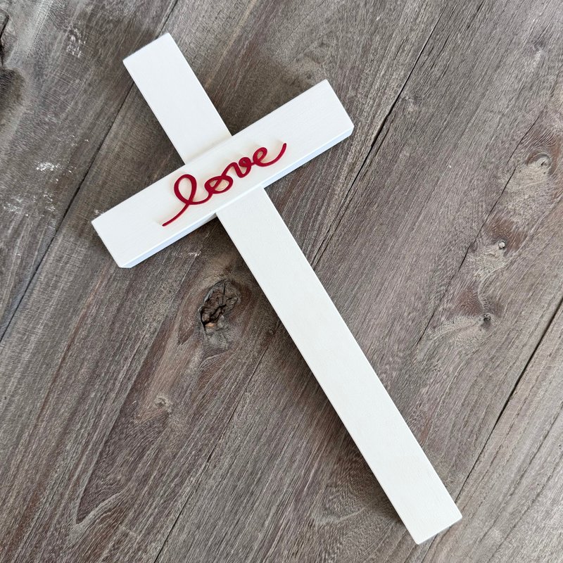 Amour Love Wood-Love Log Wall Hanging Cross of the Cross - ตกแต่งผนัง - ไม้ 