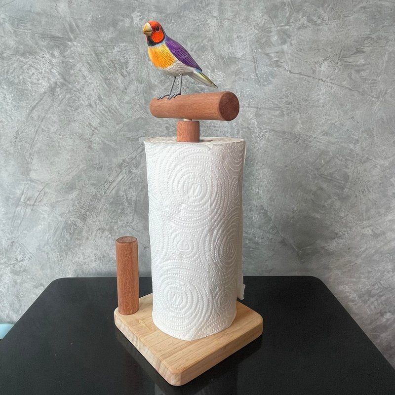 Wooden Craved Bird Paper Towel Holder: Rustic Farmhouse Kitchen Decor. - 面紙盒 - 木頭 