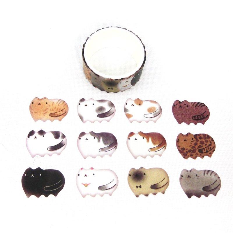 Xiao Mantou Cat-All Broken Washi Patch Tape - Washi Tape - Paper Khaki