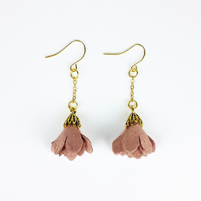 Summer Series|Summer x Carmine Flower (Earrings x Ear Clips x Handmade x Customized.) - Earrings & Clip-ons - Polyester Pink