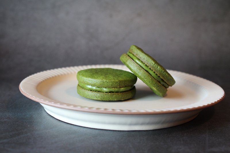 . Handmade by Tubby. Small round matcha sandwich cookies. - Handmade Cookies - Fresh Ingredients Green
