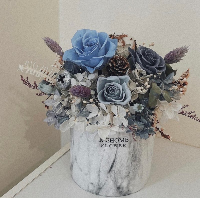 Marble pot immortal flower ceremony elegant blue and gray Morandi color immortal flower dry flower Sola flower - Items for Display - Plants & Flowers Blue