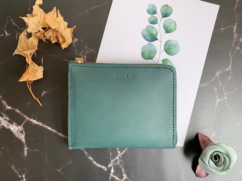 Eliza H. Italian vegetable-tanned cowhide L-shaped multifunctional wallet - กระเป๋าสตางค์ - หนังแท้ สีเขียว