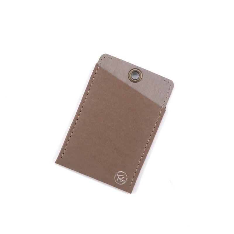 Textured ID Card Holder Travel Card Holder- Khaki Gray - ที่ใส่บัตรคล้องคอ - กระดาษ สีกากี