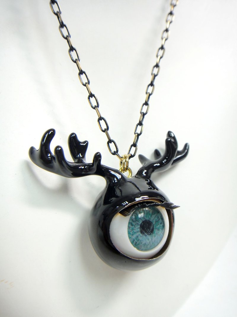 TIMBEE LO 鹿角眼珠頸鍊 Antlers Eyeball Black Epoxy Necklace - 項鍊 - 塑膠 黑色