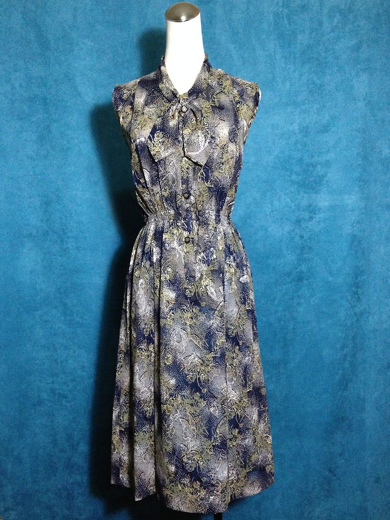 When vintage [antique dress / Snow Star double-weave tie antique dress] abroad back sleeveless dress VINTAGE - ชุดเดรส - เส้นใยสังเคราะห์ หลากหลายสี