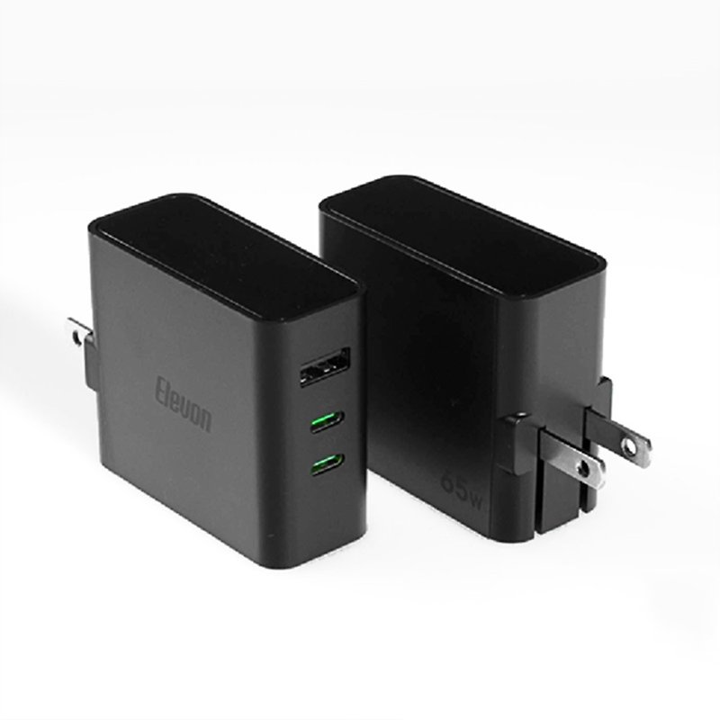 GaN Gallium Nitride 65W Triple Port USB-A+USB-C+USB-C/PD Power Supply/Charging Pack - ที่ชาร์จ - พลาสติก สีดำ