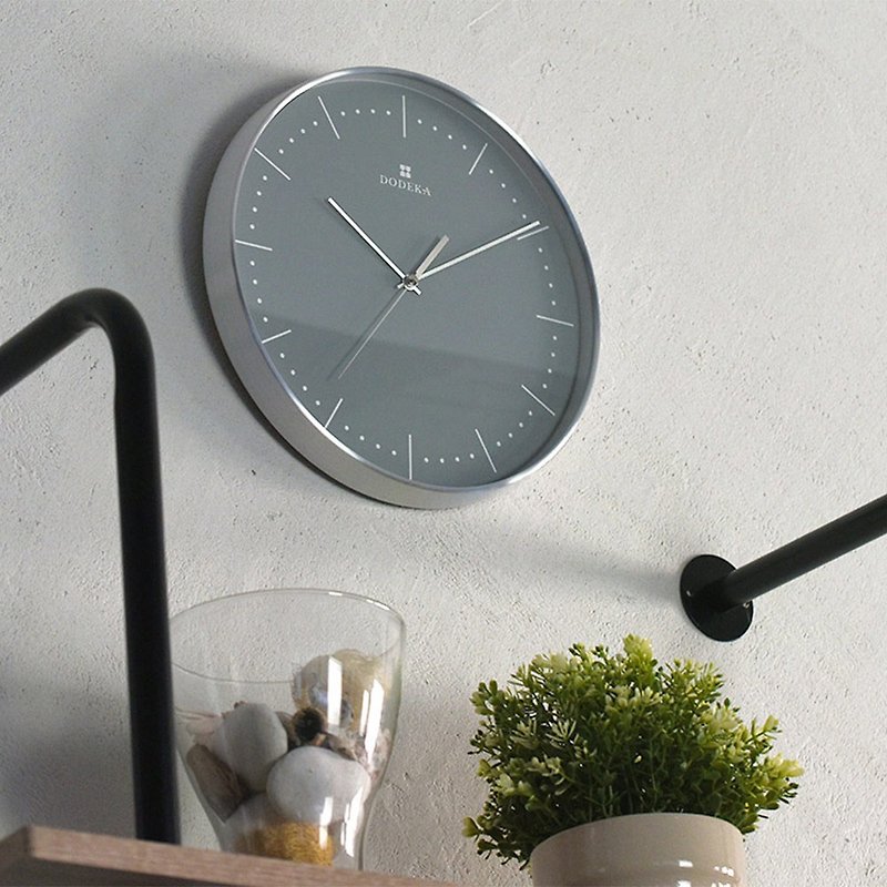 Dodeka- Collection Metal Silent Clock Wall Clock (Gray) - Clocks - Glass Gray