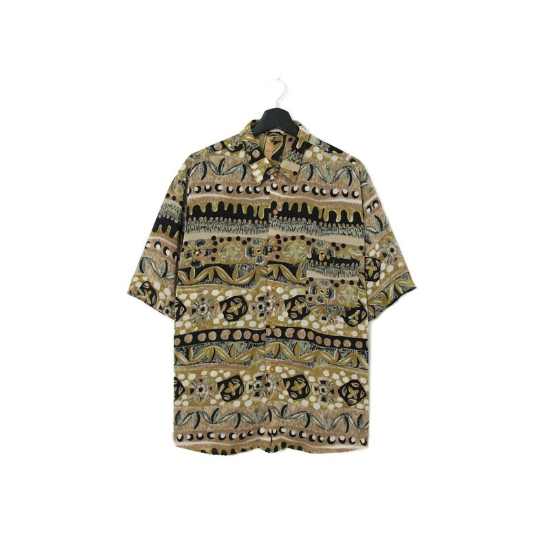 Back to Green- 短袖花襯衫 復古民族插畫ss-15 vintage shirt - 男襯衫/休閒襯衫 - 絲．絹 