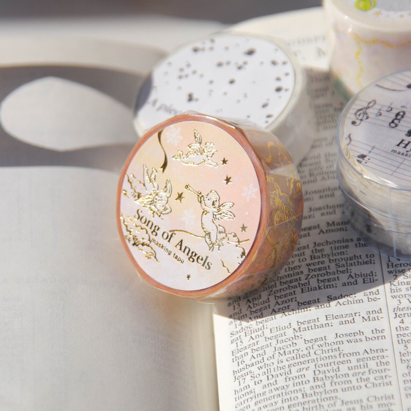 Song of Angels Gold Foil Masking Tape - 紙膠帶/和紙/PET - 紙 金色