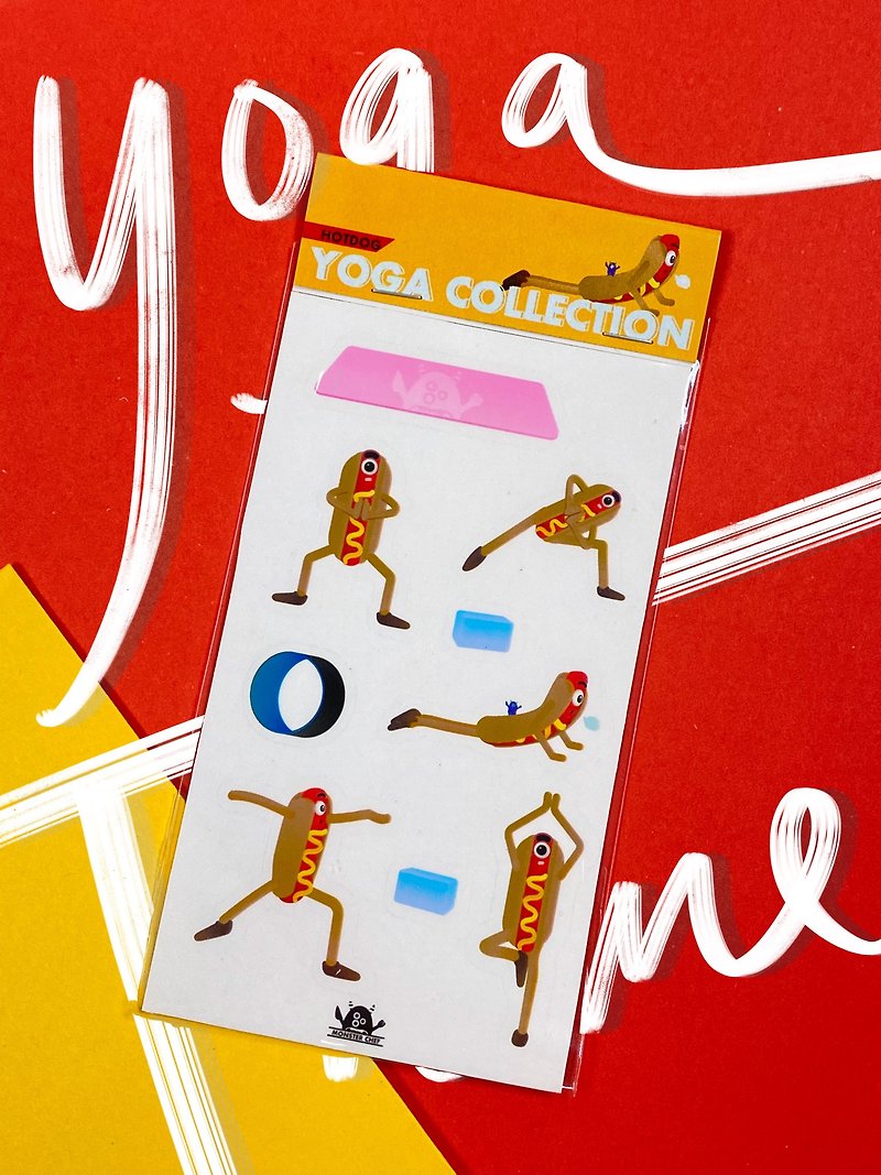 Hot Dog Yoga Transparent Sticker Set - สติกเกอร์ - กระดาษ สีใส