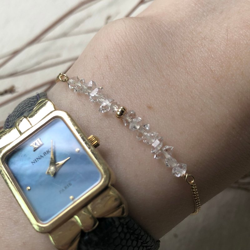 [April Stone] Flawless | Herkimon Bracelet Length Adjustable Sparkling Diamond - Bracelets - Gemstone White