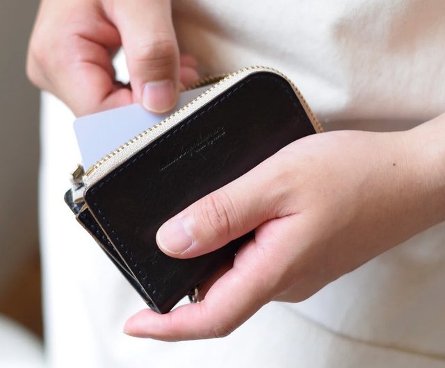 限定カラーターコイズブルー】ファスナー キーケース 免許証 レザー