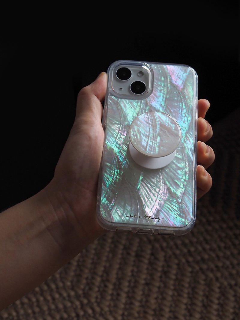 珍珠貝母手機殼 匠人手工製作的iPhone專屬手機殼 獨特自然禮物 - 手機殼/手機套 - 貝殼 白色