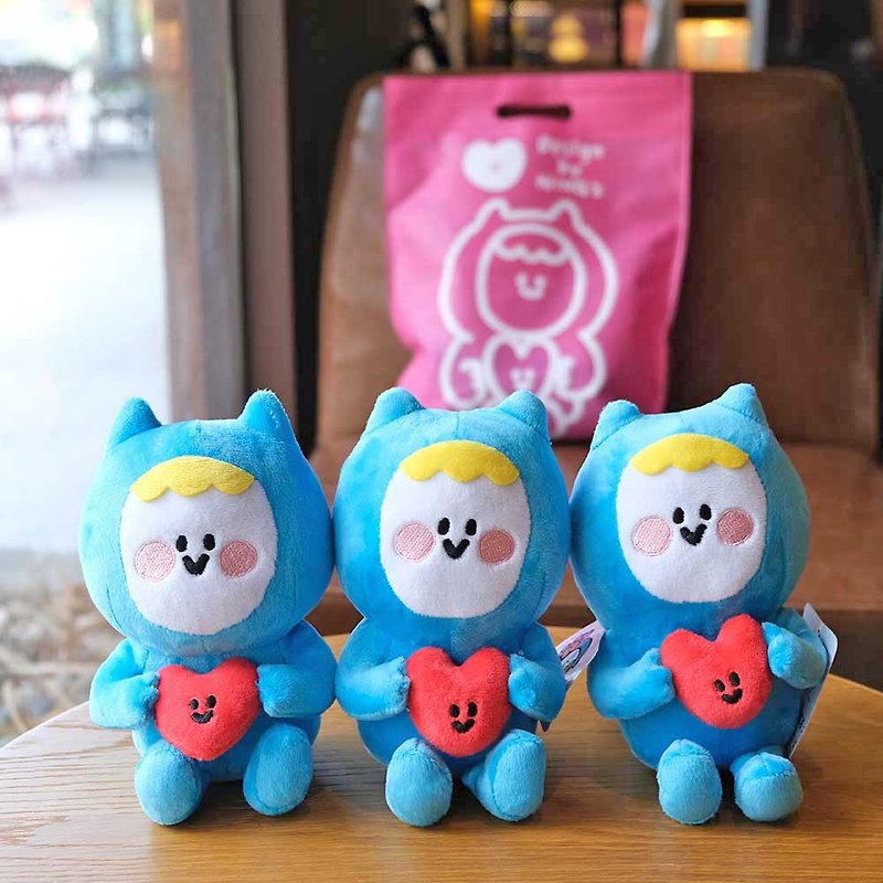 聚酯纖維 寶寶/兒童玩具/玩偶 - Ning's可愛小藍 娃娃(含粉色不織布袋)(單隻)