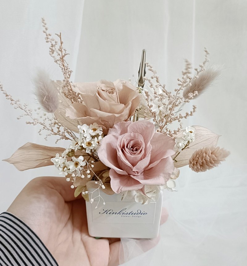 復古奶茶裸永生盆花桌 開幕結婚捧花永生乾燥花畢業謝師禮物生日 - 乾燥花/永生花 - 植物．花 多色