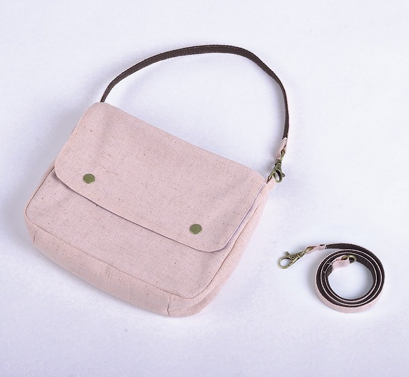 Multifunctional Portable Packet - Cherry Blossom Powder - กระเป๋าแมสเซนเจอร์ - ผ้าฝ้าย/ผ้าลินิน สึชมพู