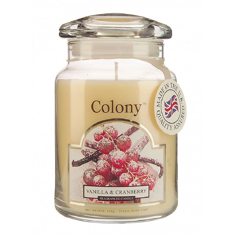 English Candle Colony Vanilla Cranberry Glass Canned Candle - Candles & Candle Holders - Glass White