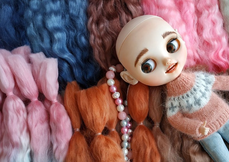Blythe wig to order - 髮圈/髮夾 - 羊毛 透明