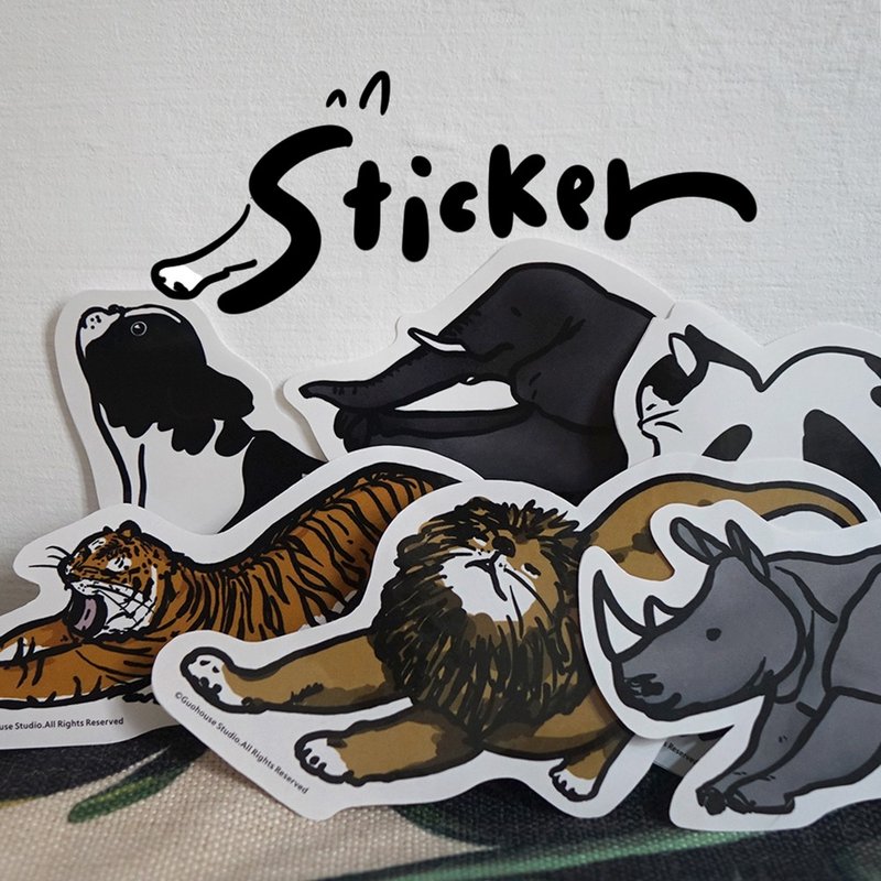 【Fast Shipping】Animals Are Lazy Large Waterproof Stickers - Stickers - Paper Multicolor