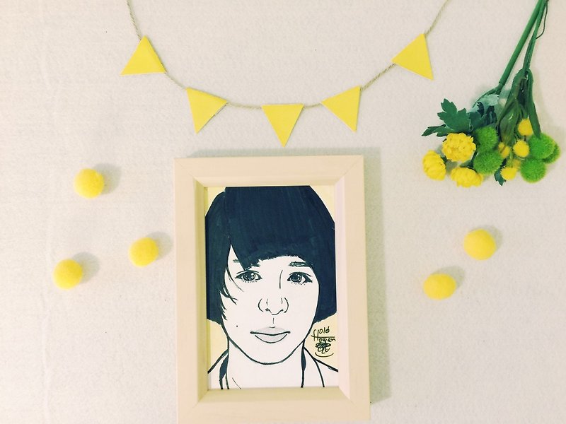 Illustration postcard portrait customized gift Q version [Frame / Single / Double] - การ์ด/โปสการ์ด - กระดาษ สีทอง