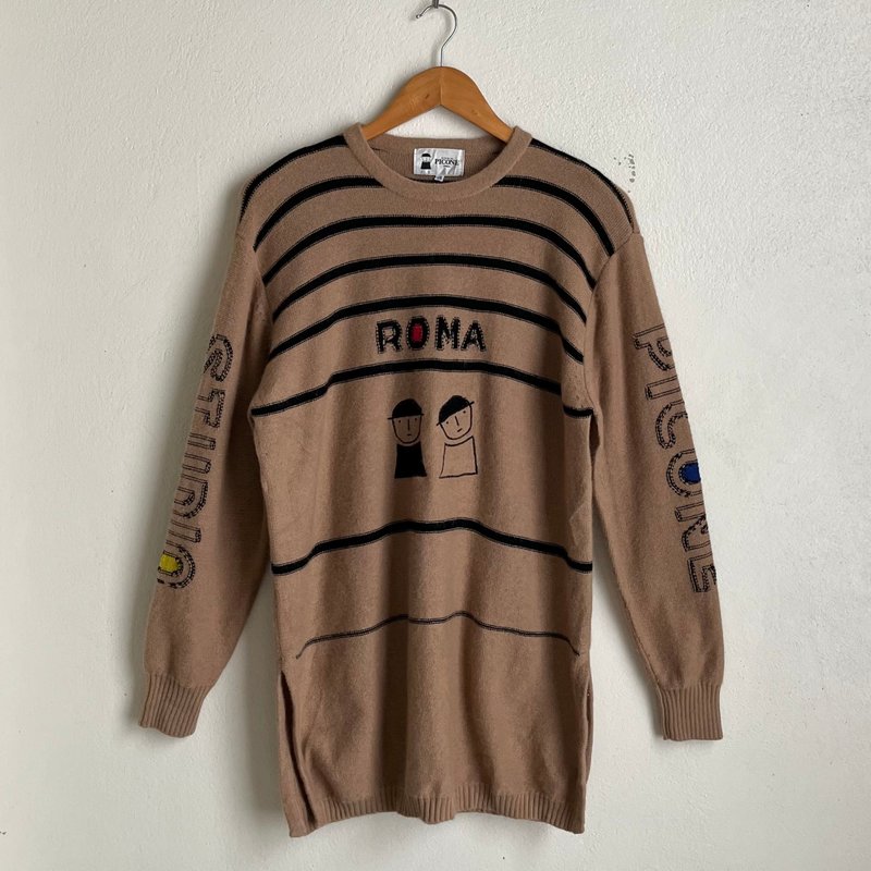 STUDIO PICONE ROMA Crew-Neck Sweater with Embroidered Logo - Brown - สเวตเตอร์ผู้หญิง - ขนแกะ 