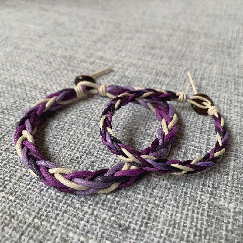 Braided surf bracelet and anklet - mixed purple and white SFG_CLUB - สร้อยข้อมือ - ผ้าฝ้าย/ผ้าลินิน สีดำ