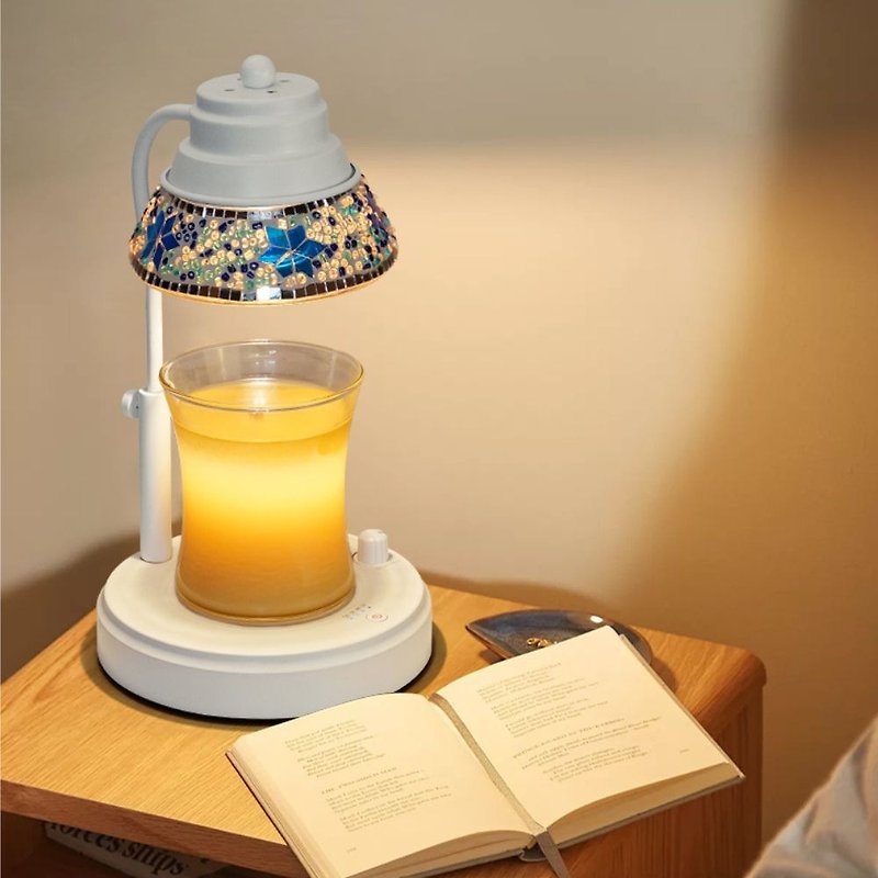 【レ・ネの香り】スノーフレークの香りの蝋ランプ（手作りガラス）伸縮式・時限式バージョン - キャンドル・燭台 - その他の素材 ブラック