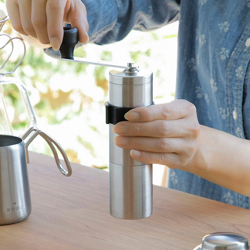 Japan's Shimomura KOGU Japanese-made 18-8 Stainless Steel portable hand-cranked coffee grinder (adjustable thickness) - เครื่องทำกาแฟ - สแตนเลส สีเงิน