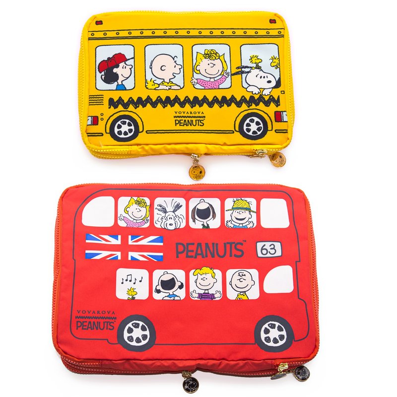 VOVAROVA x PEANUTS Snoopy Double Tier Compact packing cube -Large & Small - กระเป๋าเครื่องสำอาง - เส้นใยสังเคราะห์ สีเหลือง