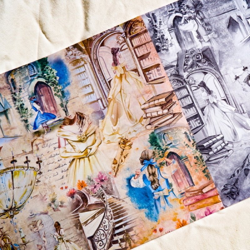 Beauty and the Beast A4 100sheets Double Sided design paper (honne market) - 包裝材料/包裝紙 - 紙 多色