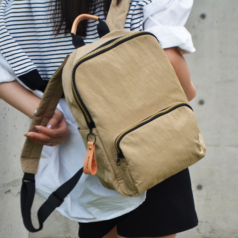 *Free custom engraving*Backpack that can hold tablet - Khaki(5 colors in total) - Backpacks - Nylon 